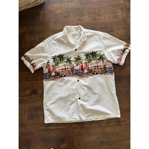Royal Hawaiian Creations Made In Hawaii Aloha Shirt XL Surf Woody Wagon Beach
